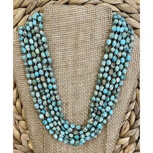 Iris & Lily London Turquoise 6-Strand 925 Sterling Boho Southwestern Tribal